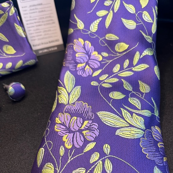 Silk Floral Purple Tie Set-NWT- - Picture 2 of 4